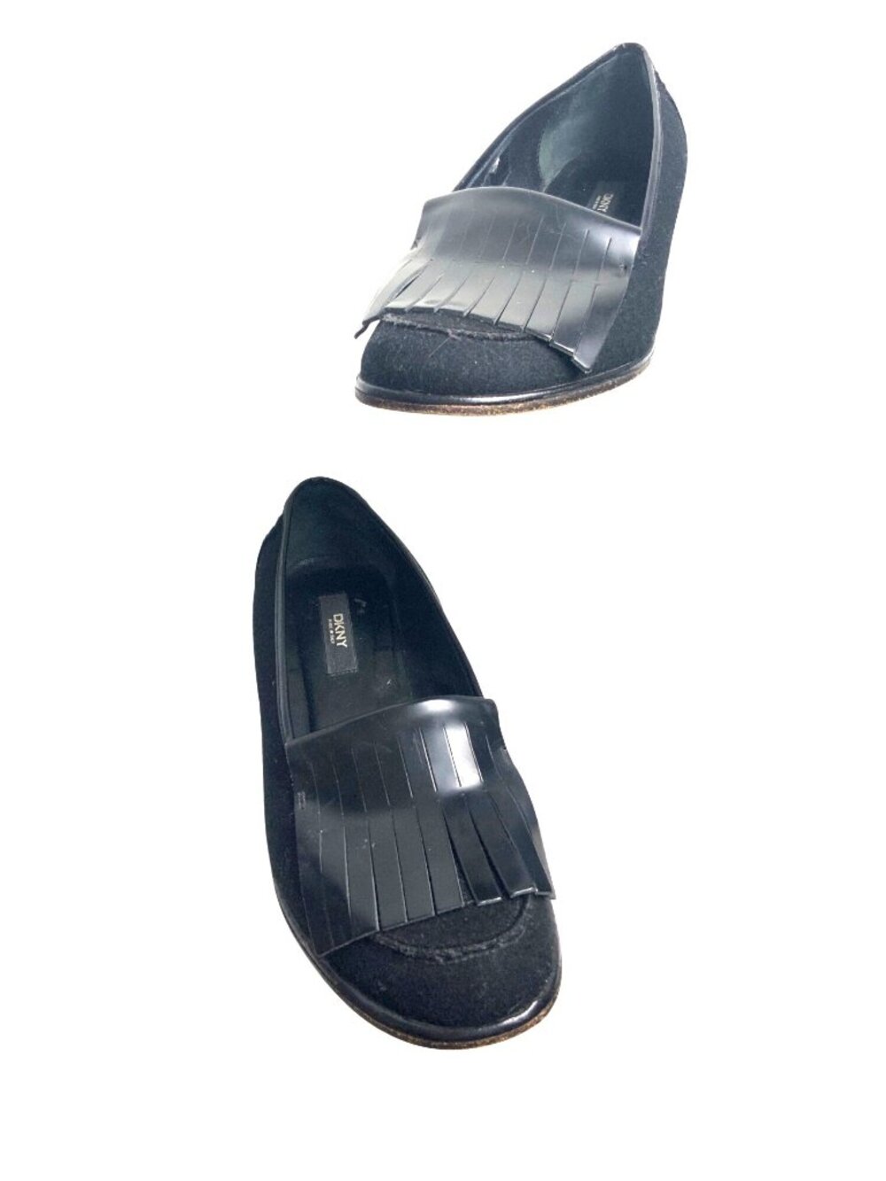 DKNY Black leather Fringe Leather Loafers Made In Italy Size 7.5